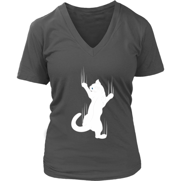 Clinging Kitty T-Shirt - Climbing Cat Tshirt - Claw Marks - Womens Plus Size Up To 4X