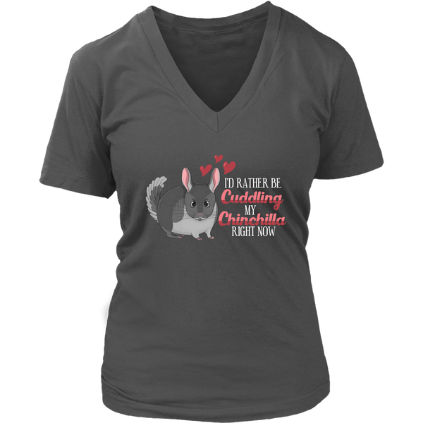 Cuddling My Chinchilla Cute Animal Chinchillas Small Pets V-Neck T-Shirt Womens Plus Size S-4XL