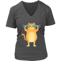 Catfish Funny Fishing Tshirt - Cat Mom Animal Pun V-Neck T-Shirt Womens Plus Size S-4XL