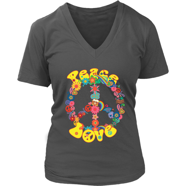 Peace Sign and Love Tshirt - Groovy 60s 70s Retro Tee - Womens Plus Size up to 4X