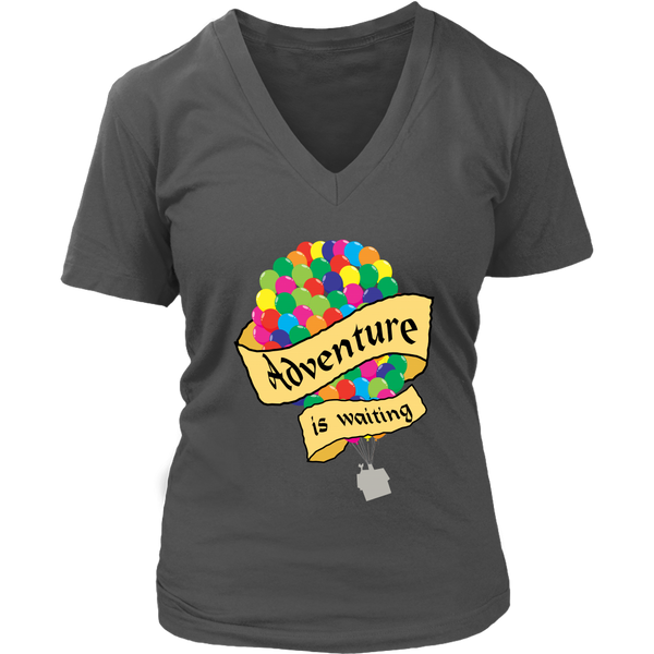 Adventure Is Waiting Tshirt - Hot Air Balloon Travel Tee - Womens Plus Size Up To 4X