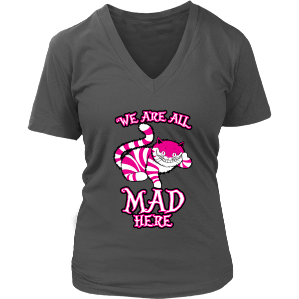 Cheshire Cat All Mad Here Grinning Wonderland Cat T-Shirt - Womens Plus Size Up To 4X