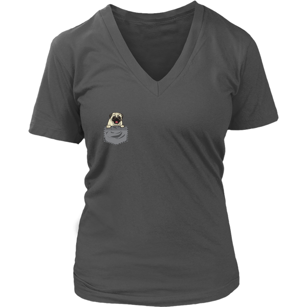 Pug Pocket T-Shirt - Dog Tee Shirt - Pug Puppy Tshirt - Womens Plus Size Up To 4X