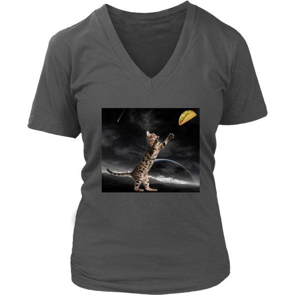 Space Cat T-Shirt - Tacos Tshirt - Funny Tee - Womens Plus Size up to 4X