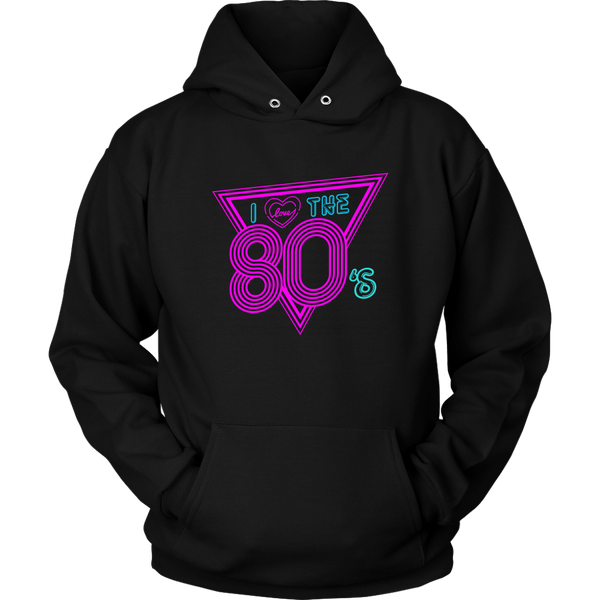 I Love The 80's Hoodie Neon Lights Disco 80s Throwback Hooded Sweatshirt Up to 5X