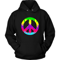 Dripping Paint Peace Sign Hoodie - 60s 70s Hippie Retro Sweatshirt - Long Sleeve - Plus Size Up To 5X