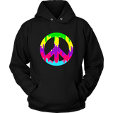 Dripping Paint Peace Sign Hoodie - 60s 70s Hippie Retro Sweatshirt - Long Sleeve - Plus Size Up To 5X