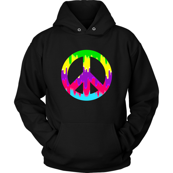 Dripping Paint Peace Sign Hoodie - 60s 70s Hippie Retro Sweatshirt - Long Sleeve - Plus Size Up To 5X