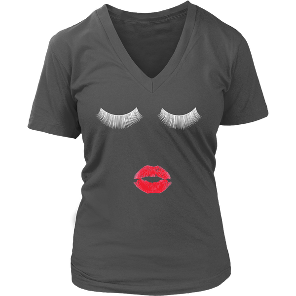 Eyes and Lips T-Shirt Women's Face With Lashes & Lipstick Tee - Up to Size 4X