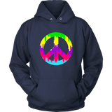 Dripping Paint Peace Sign Hoodie - 60s 70s Hippie Retro Sweatshirt - Long Sleeve - Plus Size Up To 5X