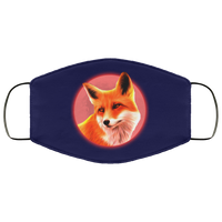 Cute Fox Face Mask Copper Infused Anti-Bacterial 3 Layer Stretchy Cool Wild Animal Print Fabric Face Masks