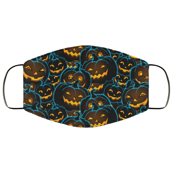 Jack O Lantern Face Mask Anti Microbial Ultra Breathable Knit Polyester Stretchy Halloween Pumpkin Head Jackolantern Fabric Face Masks