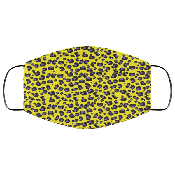 Black & Yellow Leopard Face Mask Anti-Bacterial 3 Layer Stretchy Animal Spots Protective Fabric Face Masks