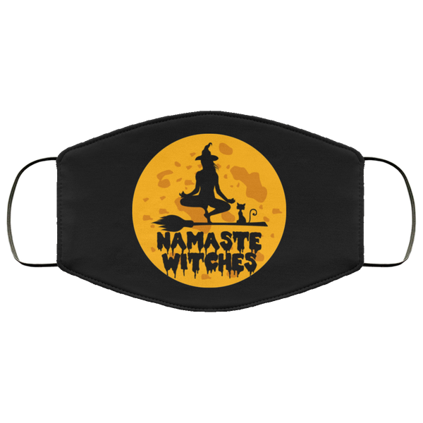 Namaste Witches Face Mask Anti-Bacterial 3 Layer Stretchy Funny Funny Yoga Pun Witch Halloween Fabric Face Masks