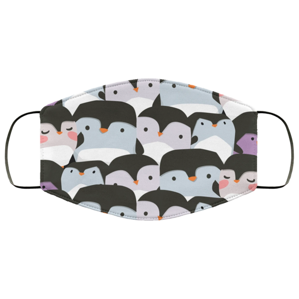 Cute Chibi Penguins Face Mask Anti-Bacterial 3 Layer Stretchy Animal Print Love Penguin Fabric Face Masks