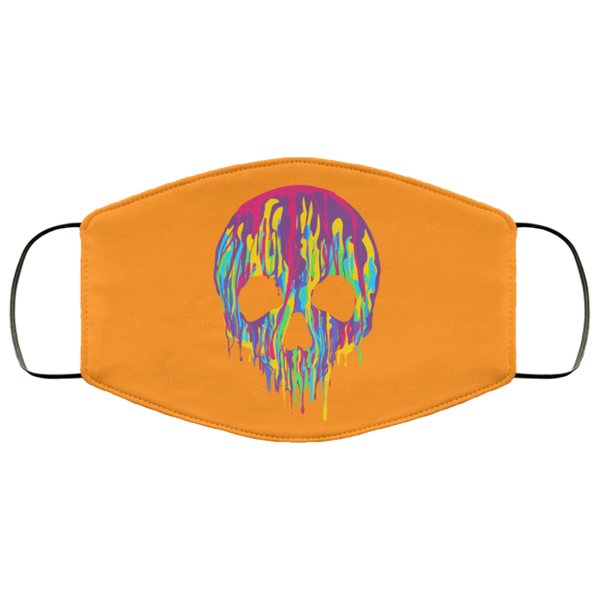 BRIGHT ORANGE Dripping Paint Skull Face Mask AntiBacterial Micro Knit Polyester Super Soft and Stretchy Day of the Dead Halloween Fabric Face Masks