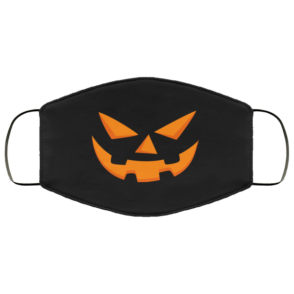 Evil Pumpkin Smile Jack O Lantern Face Mask Anti-Bacterial 3 Layer Stretchy Halloween Fabric Face Masks