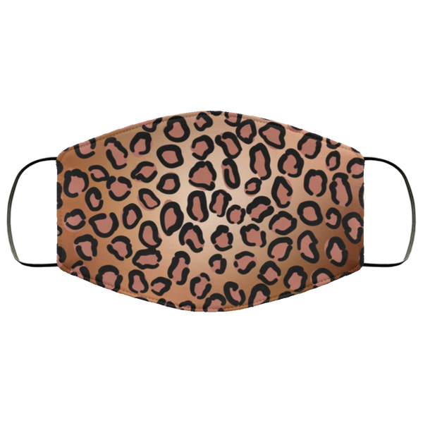 Black And Brown Leopard Face Mask Anti-Bacterial 3 Layer Stretchy Animal Spots Seamless Fabric Face Masks