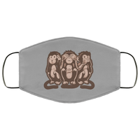 Three Wise Monkeys Face Mask Copper Infused Anti-Bacterial 3 Layer Stretchy Animal Print Brown Monkey Fabric Face Masks