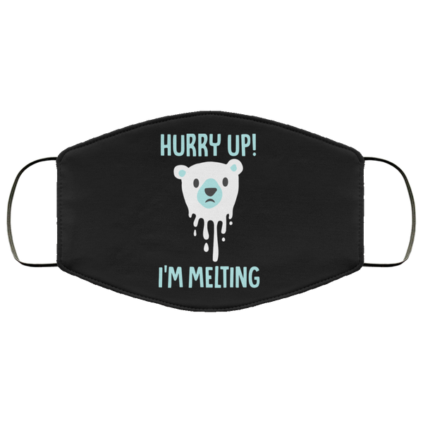 I'm Melting White Polar Bear Face Mask Copper Infused AntiBacterial 3 Layer Stretchy Earth Day Environmental Awareness Fabric Face Masks