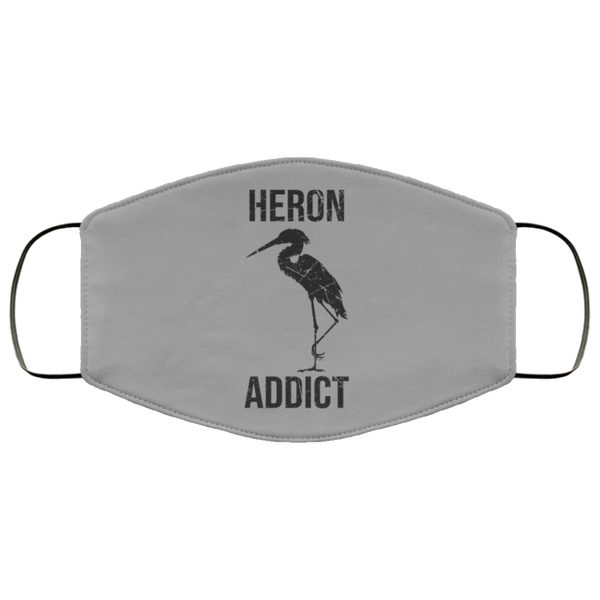 Heron Addict Bird Pun Face Mask Copper Infused AntiBacterial 3 Layer Super Soft and Stretchy Funny Birds Fabric Face