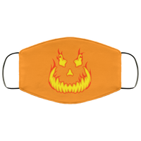 BRIGHT ORANGE Evil Smile Jack O Lantern Face Mask Anti Microbial Ultra Breathable Knit Polyester Stretchy Scary Pumpkin Halloween Fabric Face Masks