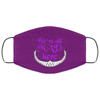 We're All Mad Here Cheshire Cat Face Mask Anti-Bacterial 3 Layer Super Soft and Stretchy Alice In Wonderland Fabric Face Masks