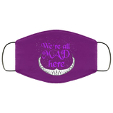 We're All Mad Here Cheshire Cat Face Mask Anti-Bacterial 3 Layer Super Soft and Stretchy Alice In Wonderland Fabric Face Masks