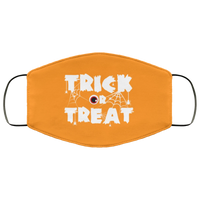 BRIGHT ORANGE Trick Or Treat Halloween Face Mask Anti Microbial Ultra Breathable Knit Polyester Stretchy Eyeball Spider Fabric Face Masks