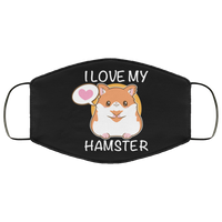 I Love My Hamster Face Mask Copper Infused Anti-Bacterial 3 Layer Stretchy Cute Animal Print Fabric Face Masks