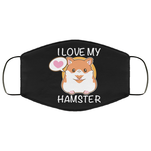 I Love My Hamster Face Mask Copper Infused Anti-Bacterial 3 Layer Stretchy Cute Animal Print Fabric Face Masks