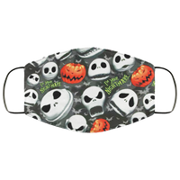 Nightmare Before Christmas Halloween Face Mask Anti-Bacterial 3 Layer Stretchy Gray Jack Skellington Fabric Face Masks