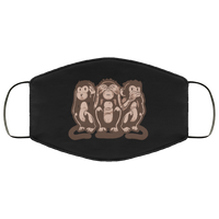 Three Wise Monkeys Face Mask Copper Infused Anti-Bacterial 3 Layer Stretchy Animal Print Brown Monkey Fabric Face Masks