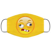 Weird Creepy Emoji Face Mask Copper Infused Anti-Bacterial 3 Layer Stretchy Yellow Smiley Emoticon Smile Fabric Face Masks