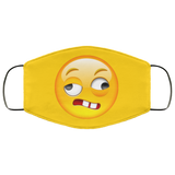 Weird Creepy Emoji Face Mask Copper Infused Anti-Bacterial 3 Layer Stretchy Yellow Smiley Emoticon Smile Fabric Face Masks