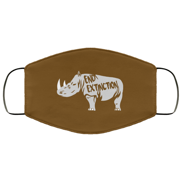 End Extinction Rhino Face Mask Copper Infused Anti-Bacterial 3 Layer Stretchy Save African Wildlife Animal Fabric Face Masks