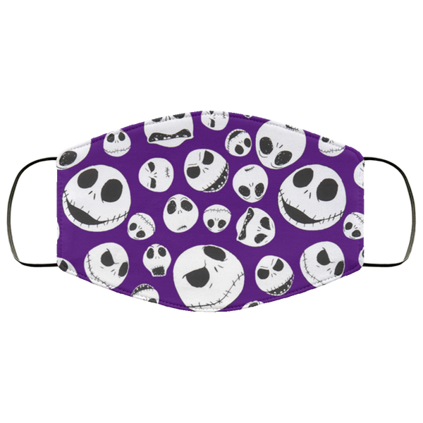 Nightmare Before Christmas Face Mask Anti-Bacterial 3 Layer Stretchy Purple Jack Skellington Fabric Face Masks