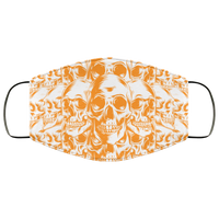 BRIGHT ORANGE Scary Skulls Face Mask Anti Microbial Ultra Breathable Knit Polyester Stretchy Halloween Bones Skull Fashion Fabric Face Masks