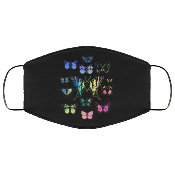 Colorful Butterflies Face Mask Copper Infused Anti-Bacterial 3 Layer Stretchy Animal Print Butterfly Protective Fabric Face Masks