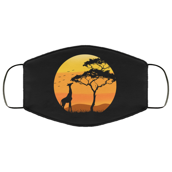 African Wildlife Face Mask Anti-Bacterial 3 Layer Stretchy Africa Animals Sunset Fabric Face Masks