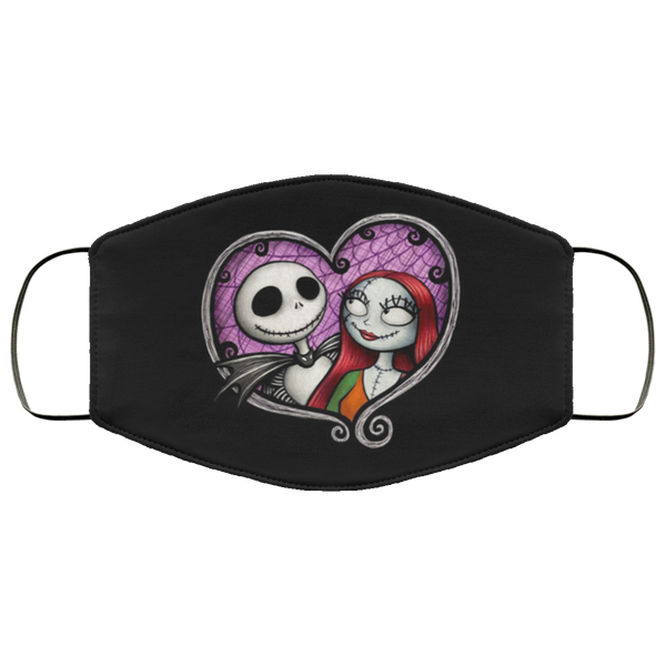 Jack Skellington Face Mask Anti-Bacterial 3 Layer Stretchy Jack And Sally Nightmare Before Christmas Fabric Face Masks