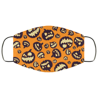 BRIGHT ORANGE Jack O Lantern Face Mask Anti Microbial Ultra Breathable Knit Polyester Stretchy Halloween Jackolantern Pumpkin Head  Fabric Face Masks