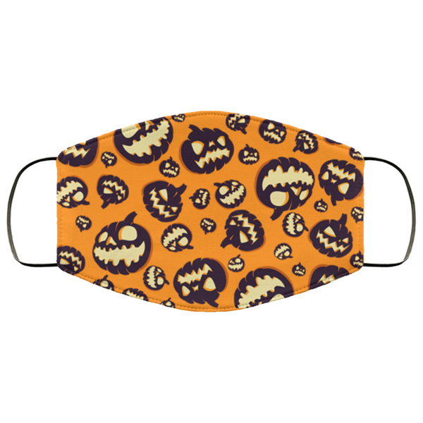 BRIGHT ORANGE Jack O Lantern Face Mask Anti Microbial Ultra Breathable Knit Polyester Stretchy Halloween Jackolantern Pumpkin Head  Fabric Face Masks