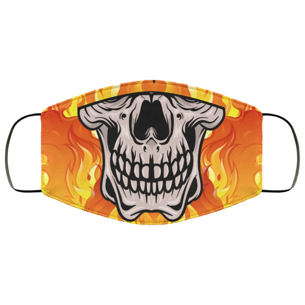 Fire Skull Face Mask Anti Microbial Ultra Breathable Knit Polyester Stretchy Scary Bones Halloween Skull Fashion Fabric Face Masks