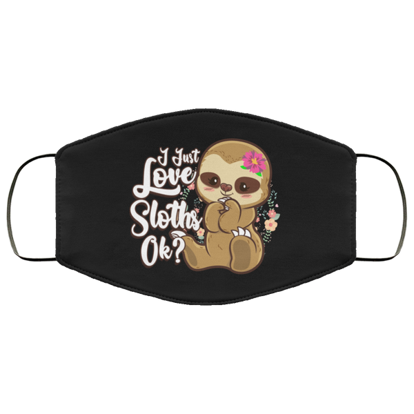 I Love Sloth Face Mask Copper Infused Anti-Bacterial 3 Layer Stretchy Animal Print Baby Sloths Fabric Face Masks