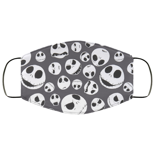 Nightmare Before Christmas Face Mask Anti-Bacterial 3 Layer Stretchy Gray Jack Skellington Fabric Face Masks