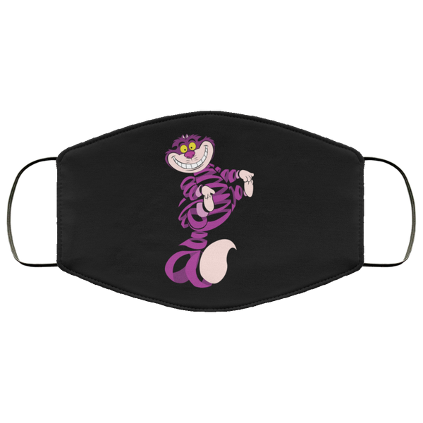 Cheshire Cat Face Mask Anti-Bacterial 3 Layer Stretchy Alice In Wonderland Purple Fabric Face Masks