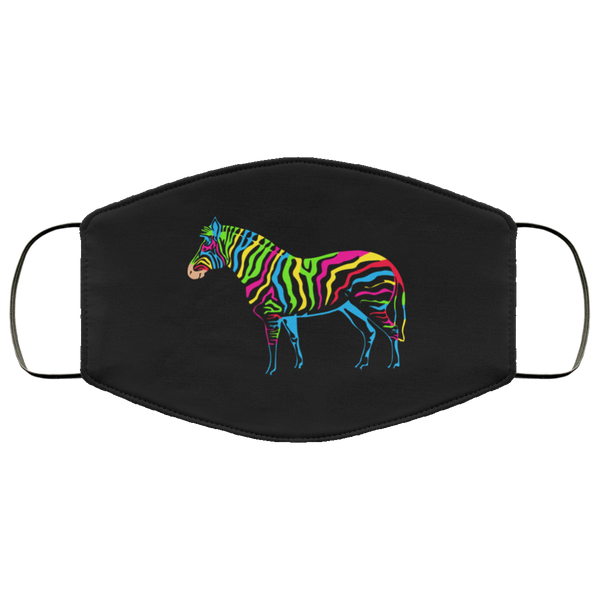 Rainbow Zebra Face Mask Copper Infused Anti-Bacterial 3 Layer Super Soft and Stretchy Zoo Animal Print Fabric Face Masks