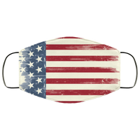 Distressed American Flag Face Mask Copper Infused Anti-Bacterial 3 Layer Stretchy USA 4th Of July Stars Red White And Blue Fabric Face Masks