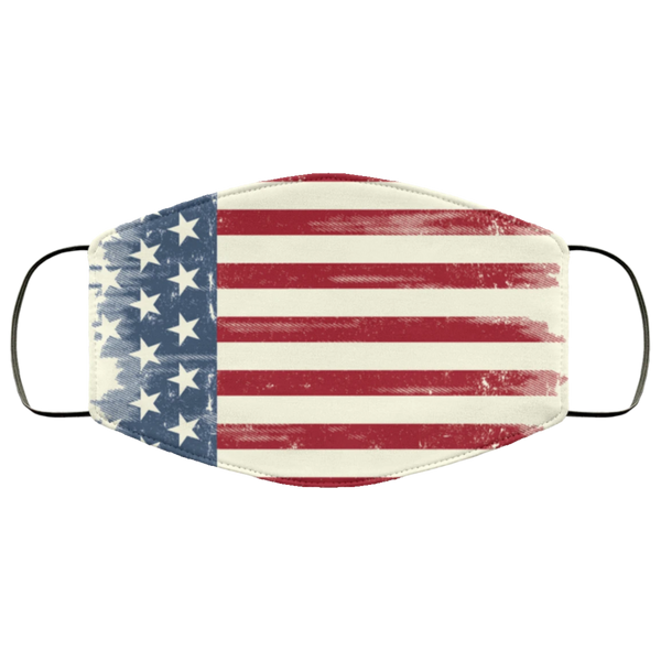 Distressed American Flag Face Mask Copper Infused Anti-Bacterial 3 Layer Stretchy USA 4th Of July Stars Red White And Blue Fabric Face Masks